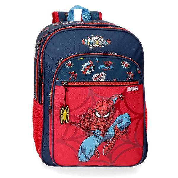 Ghiozdan scoala 40 cm Spiderman Pop - culoare multicolor cu imprimeu personaj Spiderman bretele ajustabile  ergonomice material poliester 2 compartimente dimensiune 30x40x13 cm maner superior inchidere cu fermoar 2 buzunare laterale 2 buzunare frontale 