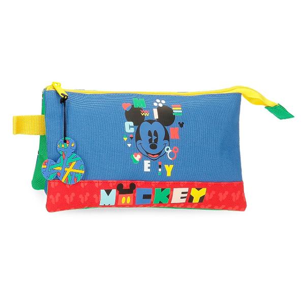 Penar 3 comp 22 cm Mickey Shape Shifter - 2 fermoare culoare multicolor cu imprimeu personaj Mickey Mouse dimensiune 22x12x5 cm 3 compartimente material microfibra inchidere cu fermoar 