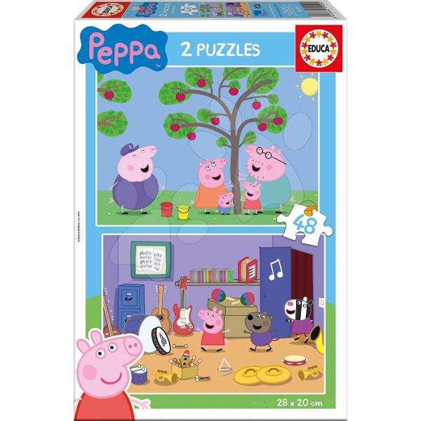Puzzle-ul Educa pentru copii cu motivul purcelu&537;a Peppa Pig este un puzzle popular pentru copii de la vârsta de 5 ani Ambalajul con&539;ine 2x48 piese Fiecare pies&259; a puzzle-ului este format&259; din carton de înalt&259; calitate care este solid&259; rezistent&259; &537;i dup&259; asamblarea 