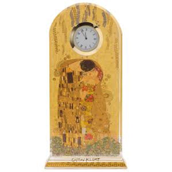 The clocks are produced in elaborate handcraft of flawless crystal clear optical glass reflecting the high art of surface grinding The reflecting effects of the crystal glass are multiplied by a luxury decoration with real gold plating Clock The Kiss Glass height 23 cm Batteries not included  Details                                          Size              230 