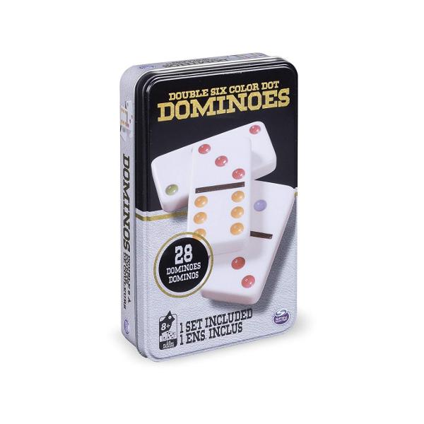 Acesta este un set de 28 domino-uri duble standard Setul include de asemenea o piesa Starter Bucurati-va de jocurile clasice de domino cu instructiuni complete incluse Are un compartiment de depozitare metalic Distractie pentru intreaga familieVarsta recomandata 7-15 ani