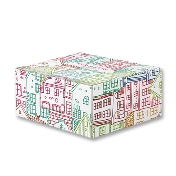 Cub hartie alba 500 file in cutie carton 9X9cm  ambalat in folie termocontractibila Colorful City  