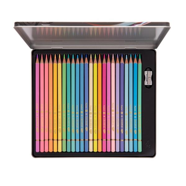 Set creioane colorate ambalate in cutie metalica cu un design atractiv si colorat foarte practica pentru transportat oriunde ai inspiratie de coloratCreioanele Creionart sunt de calitate inalta cu mina moale rezistenta la apaCaracteristici24 de creioane colorculori pastelcontine ascutitoaregrosimea minei este de 3 mm