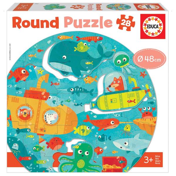 Puzzle-ul pentru cei mici Under the Sea de la produc&259;torul spaniol Educa este un puzzle elegante cu o imagine a lumii subacvatice care vor încânta atât b&259;ie&539;ii cât &537;i fetele de la vârsta de 3 ani Puzzle-ul este rotund iar diametrul imaginii pliate este de 48 cm Dup&259; asamblarea puzzle-ului acesta poate fi din nou pliat &537;i depozitat 