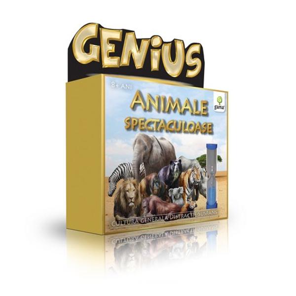 Enciclopedia-joc Animale spectaculoase din cadrul colec&539;iei GENIUS îi ajut&259; pe copii s&259; animale cu însu&537;iri cu totul neobi&537;nuite din toate col&539;urile lumii – totul în cel mai antrenant mod cu putin&539;&259; Pachetul con&539;ine 6 mini-enciclopedii 60 de carduri cu întreb&259;ri &537;i r&259;spunsuri clepsidr&259; 6 pioni zar plan&537;&259; cartona&537;e 