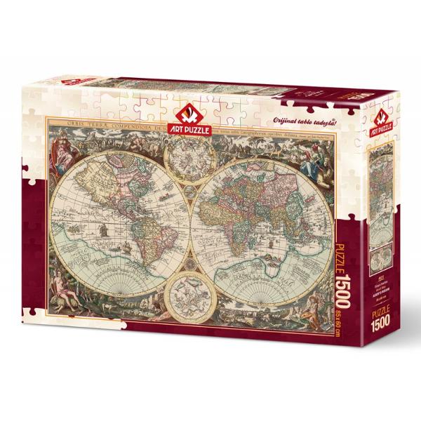 Puzzle 1500 piese - World Map-ALBERTO ROSSINI1500 pieseTematica Arta