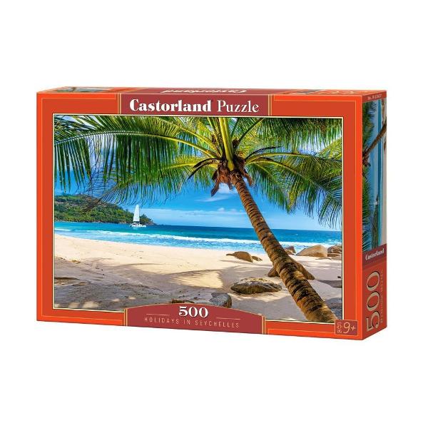 Puzzle de 500 piese cu Holiday in Seychelles Puzzle-ul are 47 x 33 cm iar cutia masoara 325 x 225 x 5 cm Pentru varste de peste 9 ani