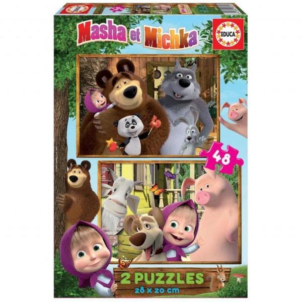 2 puzzle-uri a cate 48 piese fiecare Puzzle-urile asamblate au cate 28 x 20 cm Pentru varste intre 4 si 6 ani