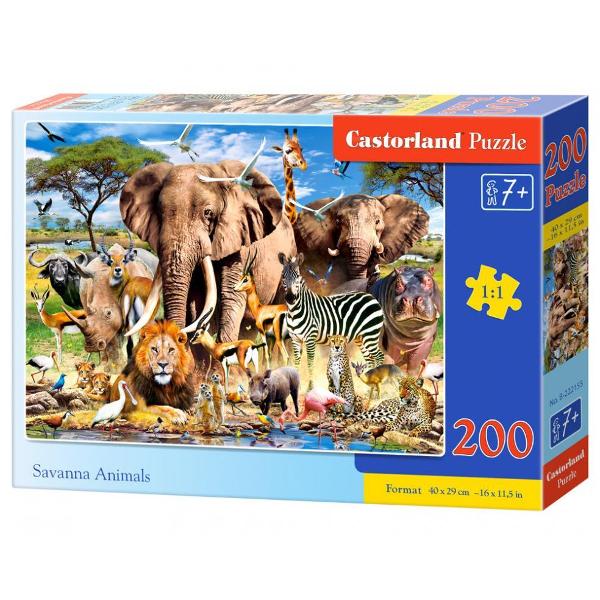 Puzzle de 200 piese cu Savanna Animals Puzzle-ul are dimensiunile 49 x 29 cm Pentru varste peste 7 ani