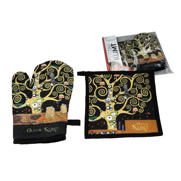 Set pentru bucatarie cu manusa si suport pentru oala Klimt - Pomul vietii 25 x 14cm 20 x 20cm 0235301