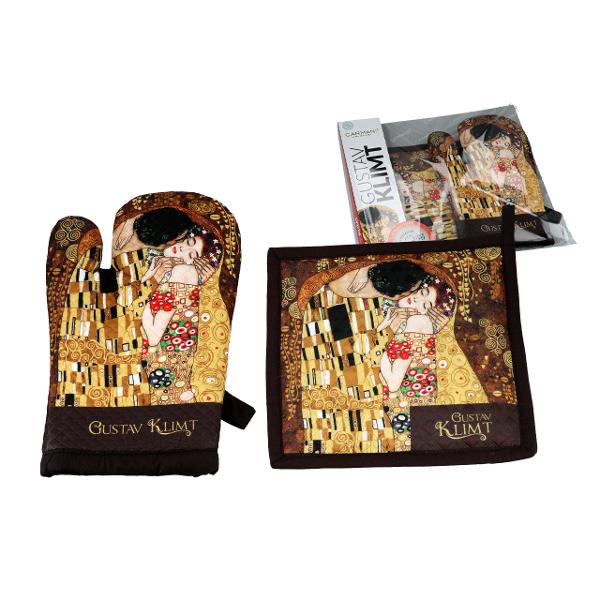 Set pentru bucatarie cu manusa si suport pentru oala Klimt Kiss 25 x 14cm 20 x 20cm 0235300