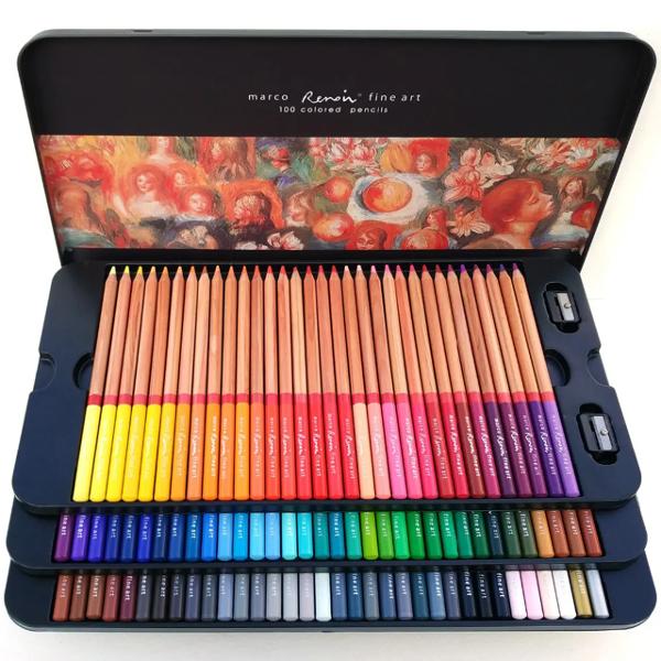 Set de creioane in cutie metalica eleganta- Set de 100 culori- Diametru grif 37 mmNu sunt recomandate copiilor cu virsta sub 3 ani