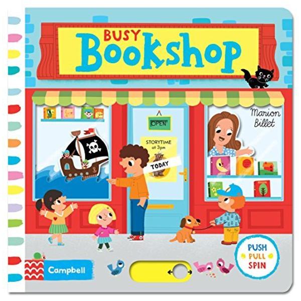 Push and pull the tabs and turn the wheel In Busy Bookshop This bright and colourful board book with gentle rhyming text and wonderful illustrations by Samantha Meredith is part of the popular Busy Book seriesKeep little ones busy with more books from the series Busy Garage Busy Builders Busy Playtime Busy Beach Busy Garden Busy Airport Busy Railway 