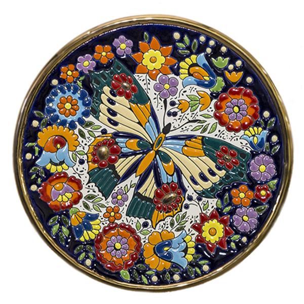 Farfurie lucrata manual cu emailuri si aur de 24k Model 01210500 21 cm Ceramica spaniola decorativa andaluza