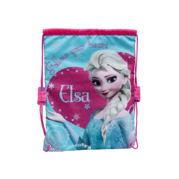 Sac Disney Frozen Elsa cu 1 compartiment confectionat din microfibra imprimeu cu personajul Elsa dimensiune 30x40cm