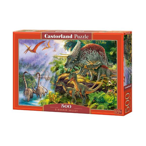 Puzzle de 500 piese cu Dinosaur Valley Puzzle-ul are 47 x 33 cm iar cutia masoara 325×225×5 cm Pentru varste de peste 9 ani