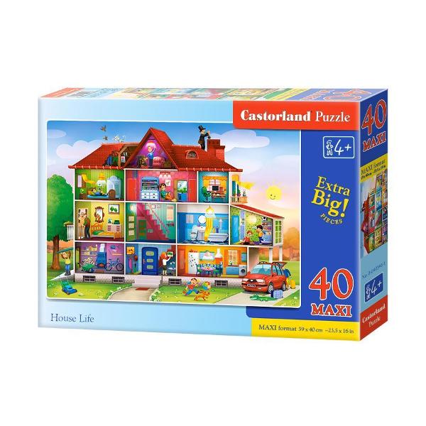 Puzzle de 40 de piese mari cu House Life Dimensiuni cutie 325×225×5 cm Dimensiuni Puzzle 59×40 cm Recomandat copiilor cu vârste de peste 4 ani