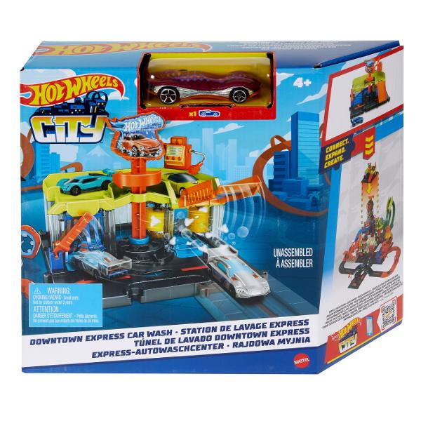 Unitatile de oras Hot Wheels le permit copiilor sa creeze propriul peisaj urban plin de cascadorii si aventuri cool Fiecare set contribuie la tematica de inamic Hot Wheels City incorporand elemente care sugereaza ca o creatura sta la panda in apropiere asteptand sa se napusteasca Toate se conecteaza la alte seturi Hot Wheels prin mai multe puncte de conexiune si fiecare include un vehicul Hot Wheels pentru joc de impins direct din cutie Cu locuri familiare precum un atelier de reparatii 