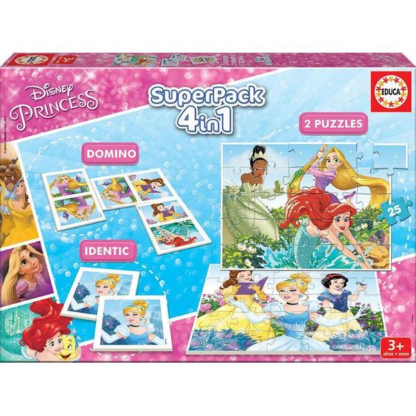 Puzzle Superpack Disney PrincessContine 2x puzzles in total cu 25 pieces 1 Identic Memo Game - 1 domino