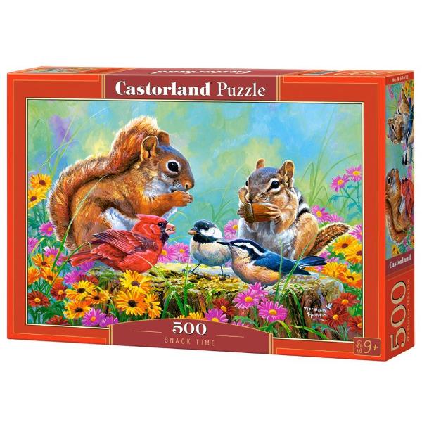 Puzzle de 500 piese cu Snack Time Puzzle-ul are 47 x 33 cm iar cutia masoara 325×225×5 cm Pentru varste de peste 9 ani