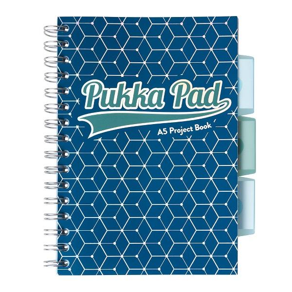 Caiet cu spirala si separatoare Pukka Pads Project Book Glee matematica A5 albastru inchis 200 pagini