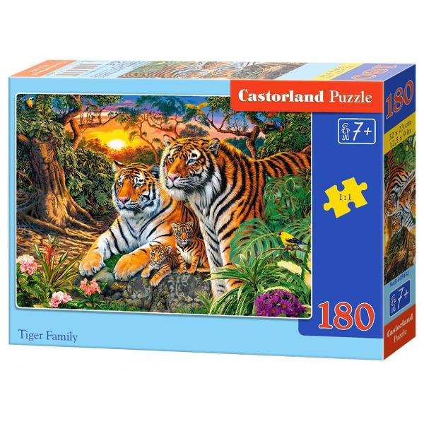 Puzzle de 180 de piese cu Tiger Family Cutia are dimensiunile de 245×175×37 cm iar puzzle-ul are 32×23 cm Pentru cei cu varste peste 7 ani