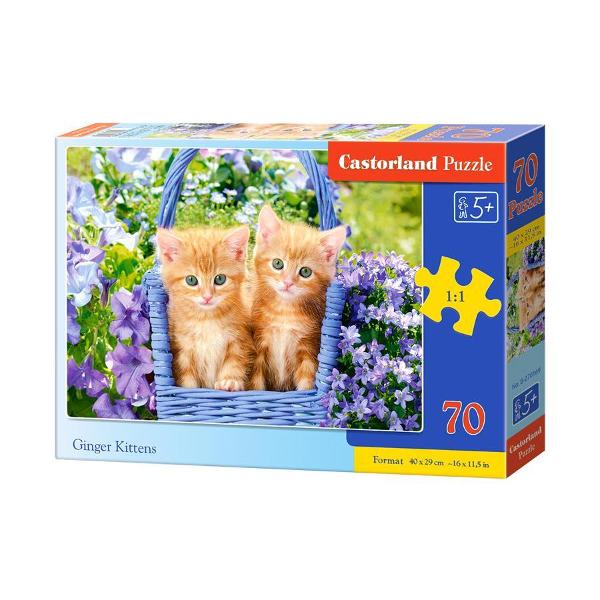Puzzle de 70 de piese cu Ginger Kittens Dimensiuni puzzle 49×29 cm Recomandat pentru persoanele cu varste peste 5 ani