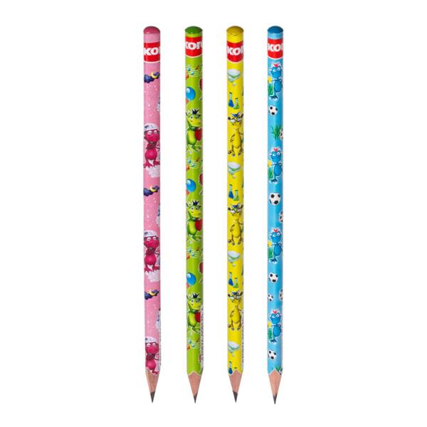 Creioane din grafit cu mine HB4 modele diferite colorate si distractive ideale pentru copiiLemn de inalta calitate pentru ascutire usoaraForma triunghiulara ergonomica