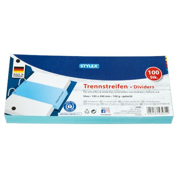 Separatoare din carton 190grmp format 105x24 cm cu 2 perforatii 100 bucatiset Culoare bleu Produs de Toppoint-Germania