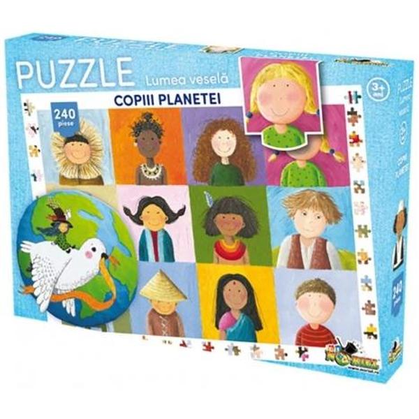 Noriel Puzzle Copiii Planetei 240 piese Asambleaza puzzle-ul si fa cunostinta cu fratii si surorile tale din lumea vesela Prietenia armonia si dorul de joaca ii aduc pe copiii din toate tarile impreuna intr-o lume unita Intocmai cum un copil imbina piesele de puzzle ca sa obtina o imagine frumoasa Puzzle tematic cu 240 de piese Piesele sunt complet separate si amestecate in cutie iar copilul trebuie sa le imbine corect intre ele pentru a obtine o imagine completa reprezentand o 