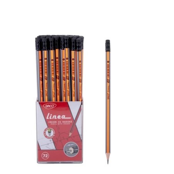 Creionul negru cu radiera DACO cu mina HB este un instrument de scris preferat in special de cei mici Corpul cu design colorat si ergonomic il fac atragator si practic de utilizat iar radiera din capat ajuta la stergerea usoara a greselilor de scriereModelul acesta de creion este unul popular deoarece poate fi utilizat atat pentru scriere cat si pentru desenCaracteristici produsForma corp triunghiularaMina rezistenta la 