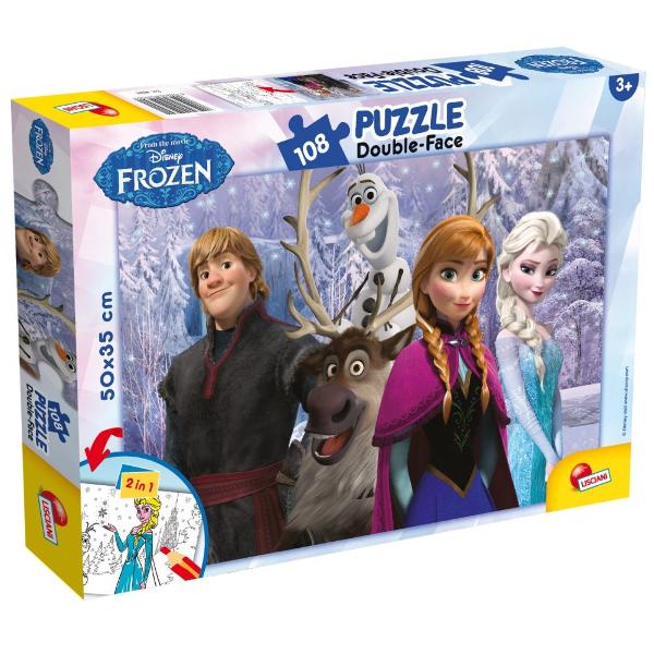  ColectieFrozenPentruFeteVarsta6 - 7 ani 7 - 8 ani 8 ani  Imbina corect cele 108 iese ale puzzle-ului si distreaza-te impreuna cu Frozen Puzzle-ul este cu model fata- verso o parte cu imagine de colorat si o parte de asamblat tu alegi ce doresti sa faciIndiferent de alegerea ta vei avea parte de o experienta minunata alaturi de personajele indragite 