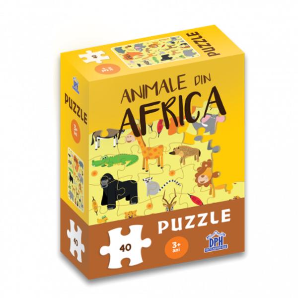 Animale din Africa – Puzzle este recomandat tuturor copiilor cu vârsta peste 3 aniAcest puzzle con&539;ine 40 de piese &537;i îi face pe copii s&259; observe &537;i s&259; înve&539;e animale din Africa Girafa elefantul leul zebra rinocerul sau hipopotamul sunt doar câteva dintre animalele care îl vor surprinde pe cel mic &537;i îl vor face s&259; le descopere Atunci când o pies&259; se potrive&537;te perfect cu o 