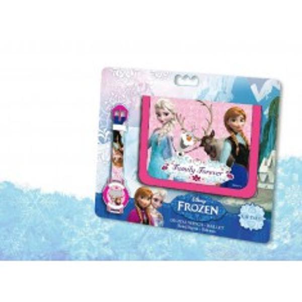 Set portofelceas digital Frozen DisneySet cadou 2 in 1 ceas de mana digital Frozen si un portofel Frozen Varsta 3