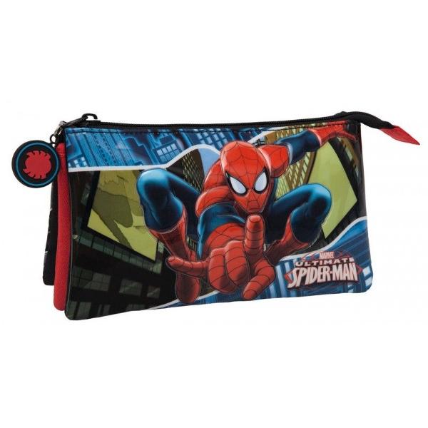 Penar 22 cm 3 compartimente Spiderman - 3 compartimente culoare bleumarin & negru cu imprimeu personaj Spiderman dimensiune 22x12x5 cm material poliester  PVCCaracteristici     