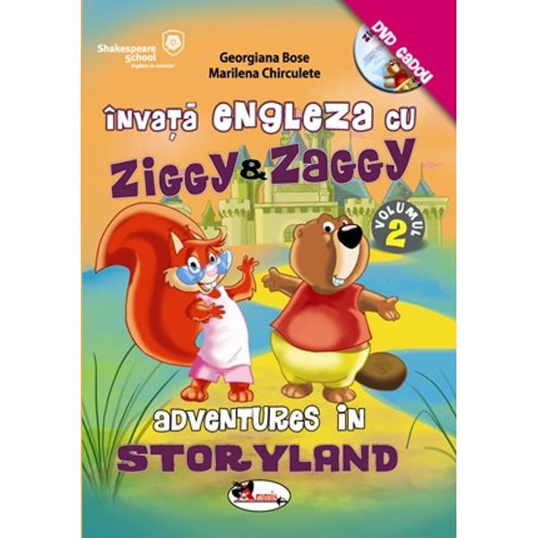 Dragi copii Ziggy si Zaggy s-au intors cu noi aventuri Descoperiti ghidusiile simpaticelor personaje din Storyland citind povestile si vizionand DVD-ulInvitati-va parintii sa se joace alaturi de voi rezolvand exercitiile amuzante de la finalul fiecarei lectii Intrand in joc va veti face noi prieteni si veti indragi limba englezaToate conversatiile din carte sunt atat in limba engleza 