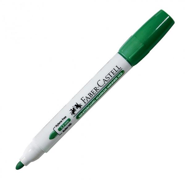 Marker Faber Castell Winner un marker pentru whiteboard cu cerneala de culoare verde deosebit de comod la scriere Corpul markerului este usor realizat din material plastic Capacul de culoarea cernelii este prevazut cu un sistem de inchidere cu siguranta Cerneala pe baza de alcool nepermanenta se usuca rapid Cerneala se sterge usor de pe tablele albe chiar si dupa cateva zile Varful rotund rezistent din acril nu se indoaie si nu se retrage sub presiune Linia de scriere este de 