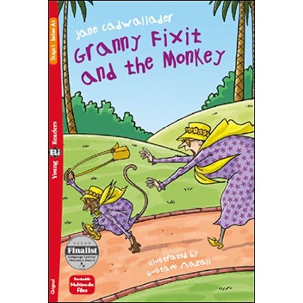 Granny Fixit Lucy and Bill race through a bio park chasing a naughty monkeyIn this funny adventure in a biopark a monkey takes Granny Fixit’s small yellow bag What does the monkey take out of the bag And What can GrannyFixit Lucy and Bill do to get it backSyllabusVocabulary areasAnimals family clothesGrammar and structuresPresent present continuous -there is  are - have got for 
