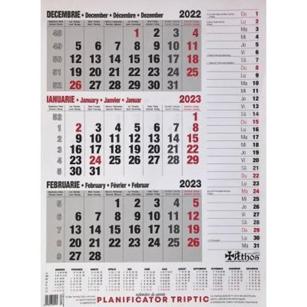 Calendar triptic 2023 cu planificator 