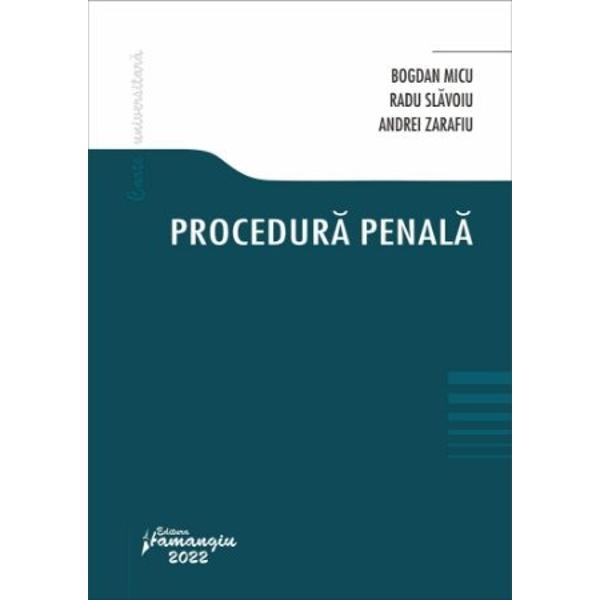 Cartea de fata intitulata generic Procedura penala reprezinta un curs universitar adresat in primul rand studentilor facultatilor de drept precum si absolventilor care se pregatesc pentru examenele de admitere in magistratura si in avocatura Structura lucrarii acopera in integralitate tematica disciplinei drept procesual penal din programa facultatilor de drept precum si tematica concursurilor si examenelor de admitere in profesiile juridiceCititorii vor regasi in aceasta carte 