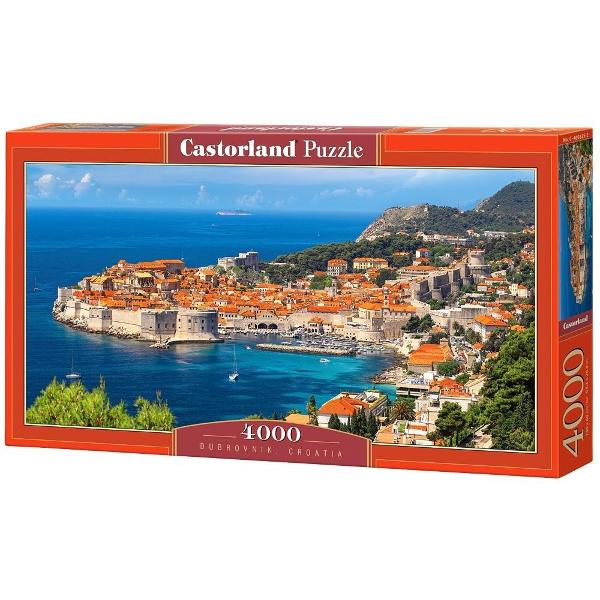 Puzzle de 4000 de piese panoramic cu orasul Dubrovnik din Croatia Cutia are dimensiunile de 468×272×5 cm iar puzzle-ul are 138×68 cm