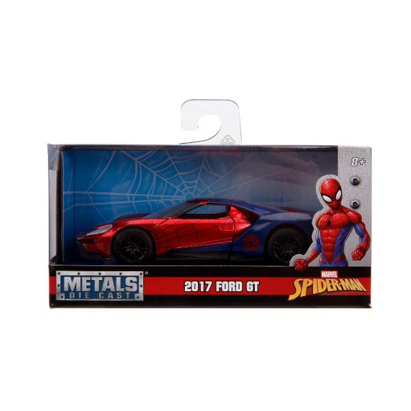 Masinuta de metal Marvel Ford GT Spider-man Portierele capota si portbagajul se deschid lasand sa se vada detaliile interioare create cu mare precizie Masinuta este construita la scara 1 la 32