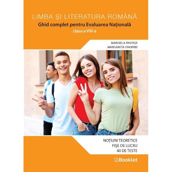 Ghidul complet pentru Evaluarea Na&539;ional&259; –clasa a VIII-a con&539;ineno&539;iuni teoretice conforme cu noua program&259; &537;i organizate pe domenii lectur&259; redactare elemente de construc&539;ie a comunic&259;rii interculturalitate;fi&537;e de lucru utile atât pentru activitatea la clas&259; cât &537;i pentru realizarea temelor acas&259;;40 de teste realizate în conformitate cu modelele actuale de subiecte 