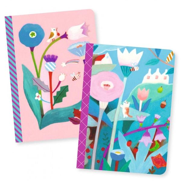 Set 2 carnetele Makoto Dou&259; caiete mici cu ilustra&539;ii florale de luat cu tine 