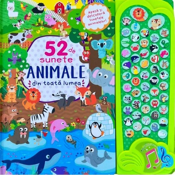 Aceasta carte invata copiii sunetele pe care le scot animalele care traiesc in jungla in ocean la ferma sau in padure Tot ce trebuie sa faca este sa apese pe imaginile cu animale si vor descoperi o lume incantatoare