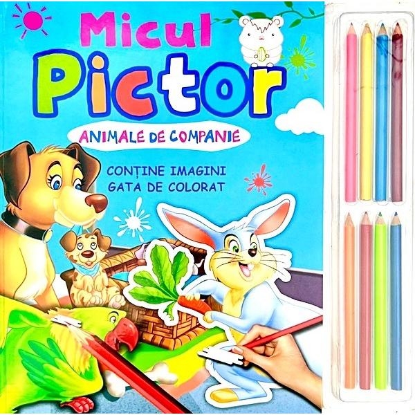 Contine imagini cu animale de companie gata de colorat Include set de creioane colorate Imaginile sunt de mari dimensiuni cu contur gros si precis pentru a fi usor de colorat Conturul desenelor este colorat pentru a sugera cu ce nuanta poate fi colorata imaginea