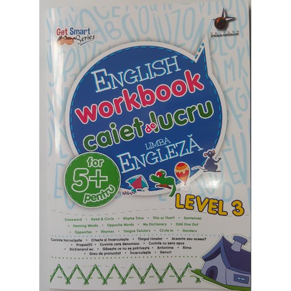 Caietul de exercitii de limba engleza pentru copiii in varsta de 5 contine activitati bazate pe pe cunostintele copilului despre literele alfabetului sunete vocale si consoane etc