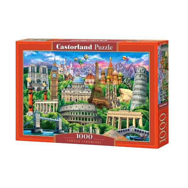Puzzle de 1000 piese cu Famous Landmarks Puzzle-ul are dimensiunile 68 x 47 cm si cutia 35 x 25 x 5 cm Pentru cei cu varste de peste 9 ani
