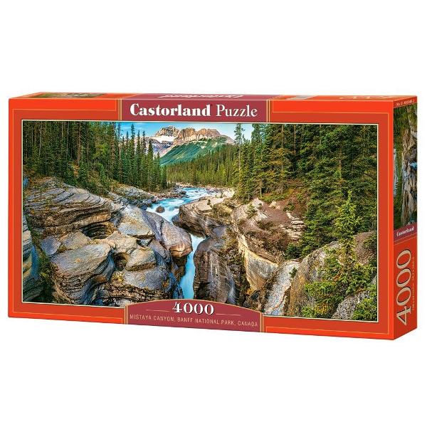 Puzzle de 4000 de piese cu Mistaya Canyon Bnaff Cutia are dimensiunile de 468×272×5 cm iar puzzle-ul are 138×68 cm Recomandat celor cu vârste de peste 9 ani