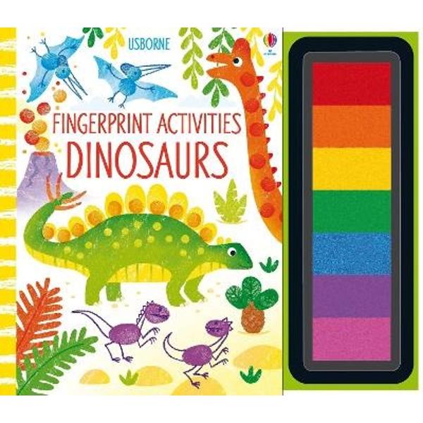 This entertaining book is bursting with ideas for fingerprinting dinosaurs and other prehistoric creatures Create scenes with Velociraptors scurrying around a forest a sky filled with swooping Pteranodons add plates to Stegosaurs’ backs and much more With an inkpad of seven bright colours and a spiral binding so that the book lies 